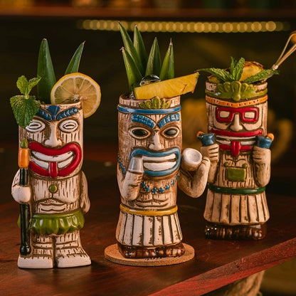 Hawaiian Style Tiki Mug Personalized Creative Cocktail Glass Zombie Ceramic Tiki Mug Cold Drink Cup Mug For Bar Party