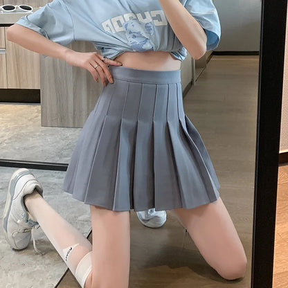 2024 White Women Pleated Skirts Summer High Waist Zipper Girls Dancing JK Mini Skirts Black Fashion Student A Line Faldas