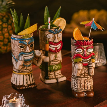 Hawaiian Style Tiki Mug Personalized Creative Cocktail Glass Zombie Ceramic Tiki Mug Cold Drink Cup Mug For Bar Party