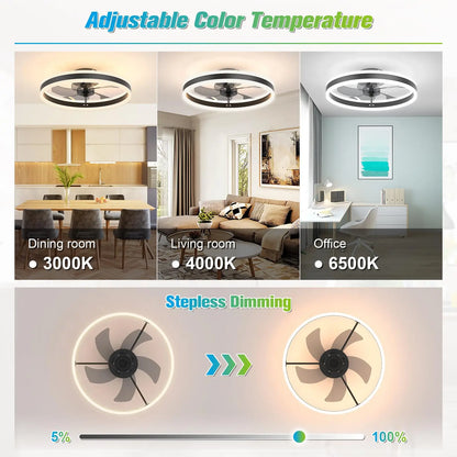 LED Ceiling Fans with Lights Modern Ceiling Fan with Light and Remote Indoor Ceiling Fan for Living Room Patio