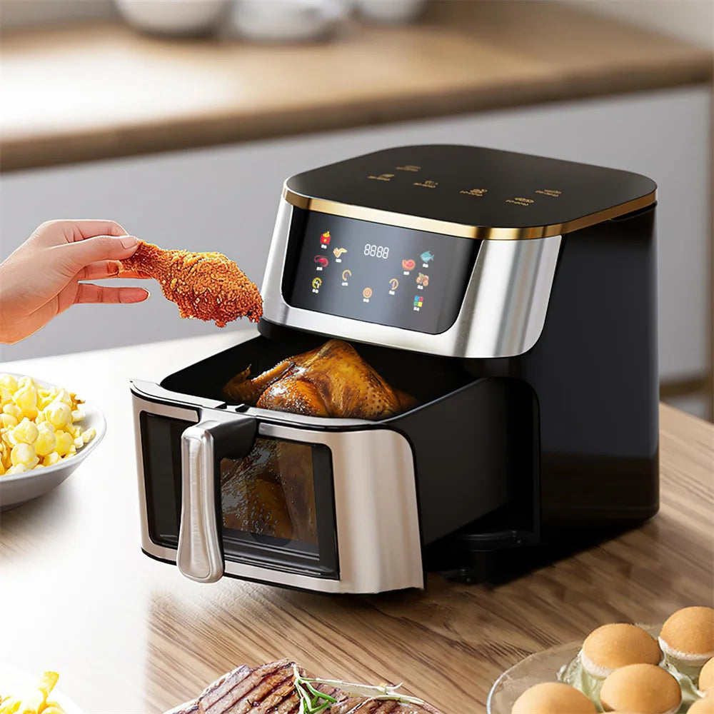 1400W air fryer 12L stainless steel visible wide capacity electric oven touch screen multi-function electric fryer