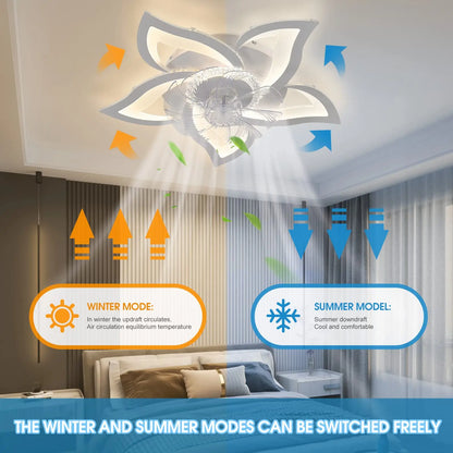 Ceiling Fan with Light Living Room Bedroom Modern and Simple Home Intelligent Remote Control Restaurant LED Fan Light