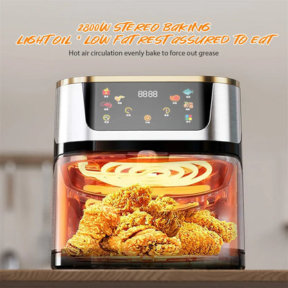 1400W air fryer 12L stainless steel visible wide capacity electric oven touch screen multi-function electric fryer