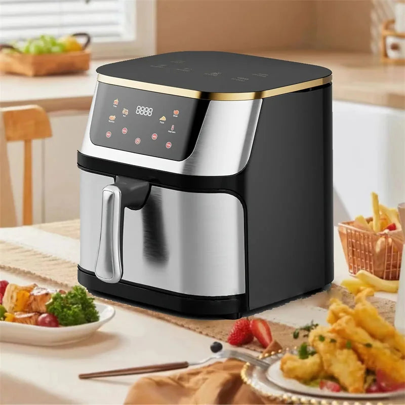 Multi-function air oven, LED touch screen,12L stainless steel visual large capacity electric air fryer,210℃ high temperature