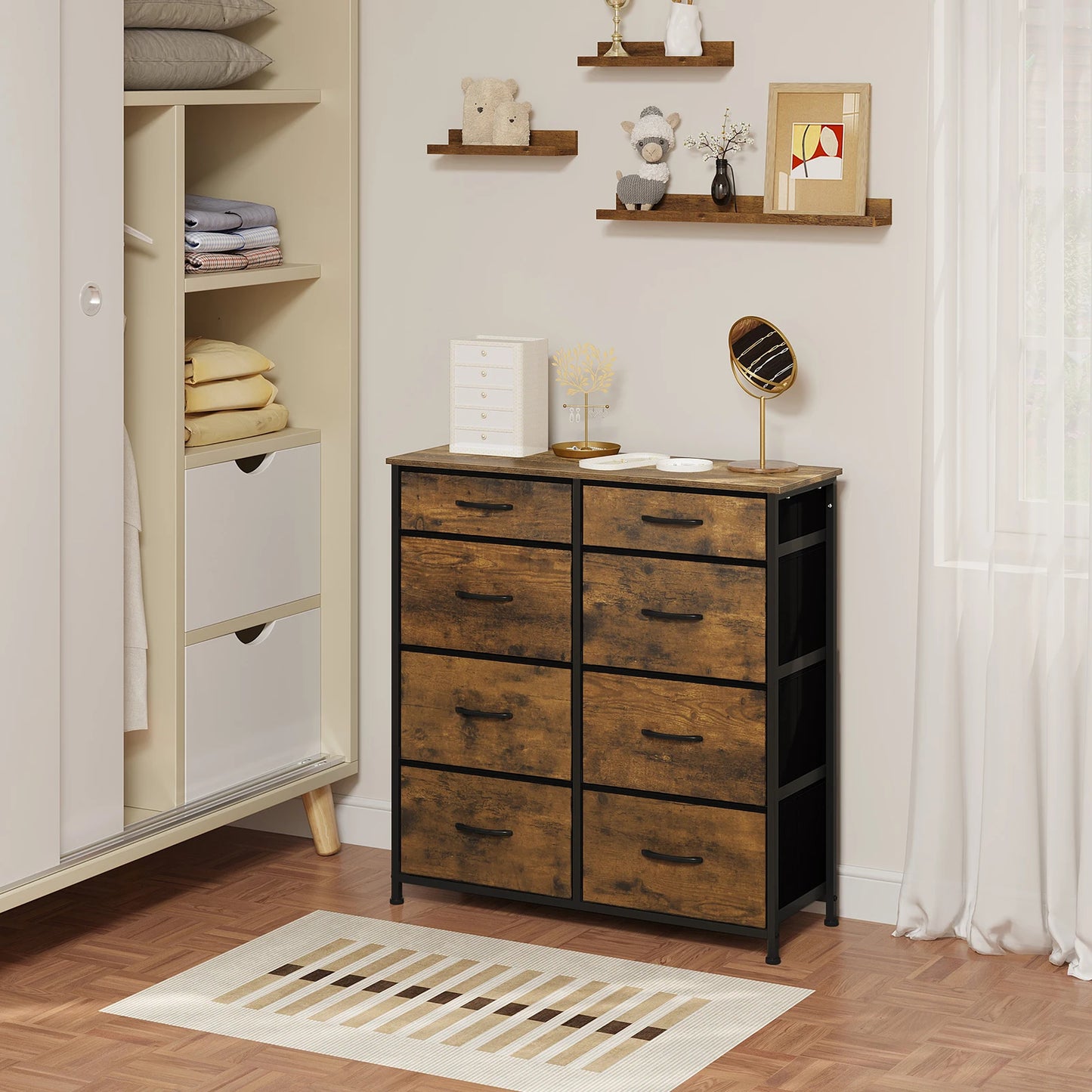 Wardrobe Sideboard Drawer Cabinet Storage with 8 Fabric Drawers for Bedroom Living Room Hallway