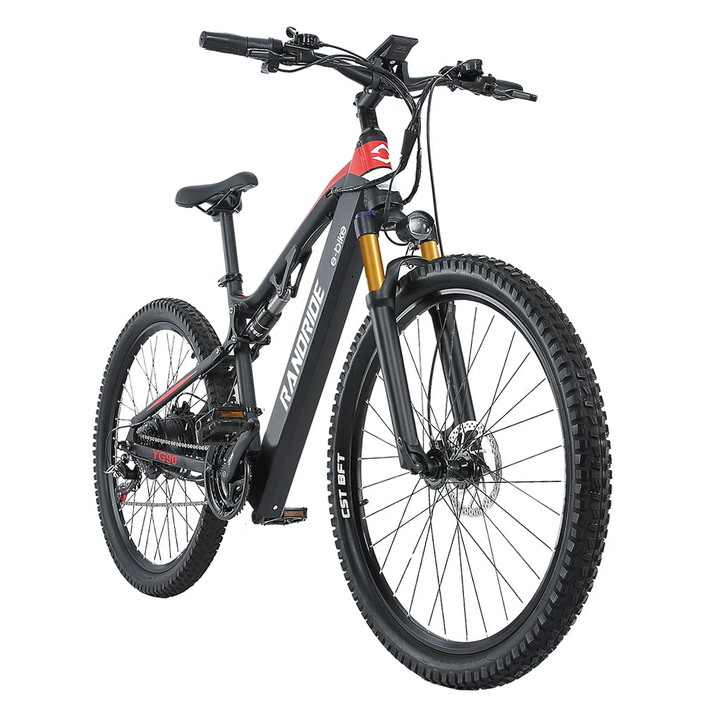 RANDRIDE YG90 mountain electric bike 1000W 17Ah hydraulic front fork 21gears EMTB adult full suspension