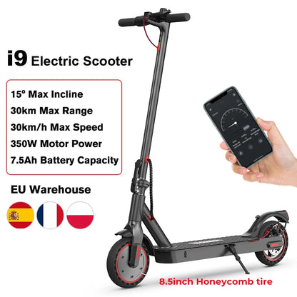 iScooter i9 Electric Scooter 350W Scooter for Adults 7.5Ah 30km/h Foldable E scooter 8.5 inch Honeycomb Tire scoorter electrico