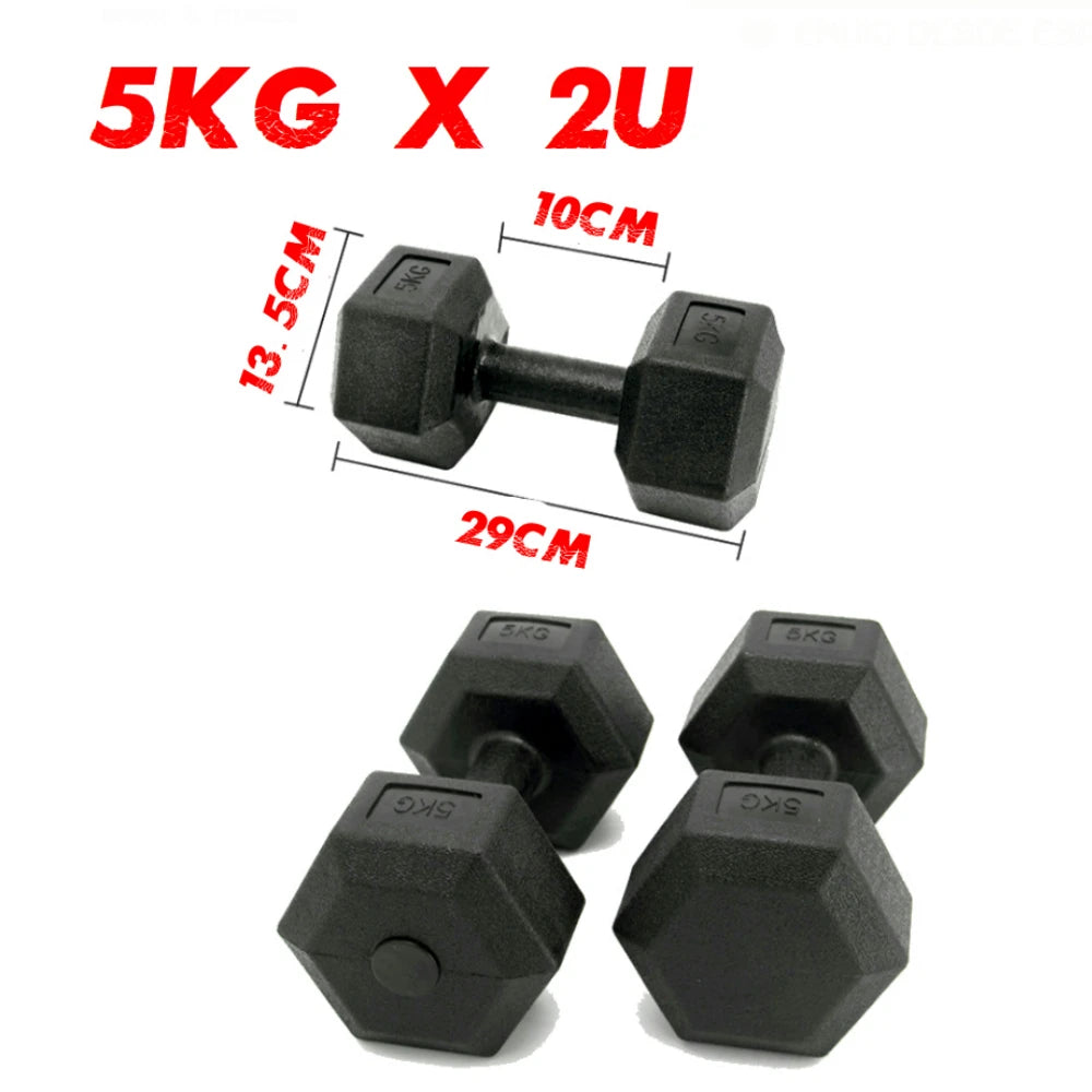 Hex dumbbells 2 pcs, 2KG 5KG 7.5KG 10KG, vinyl coated hexagonal dumbbells for strength training, gym at home for men and women, bodybuilding weight set