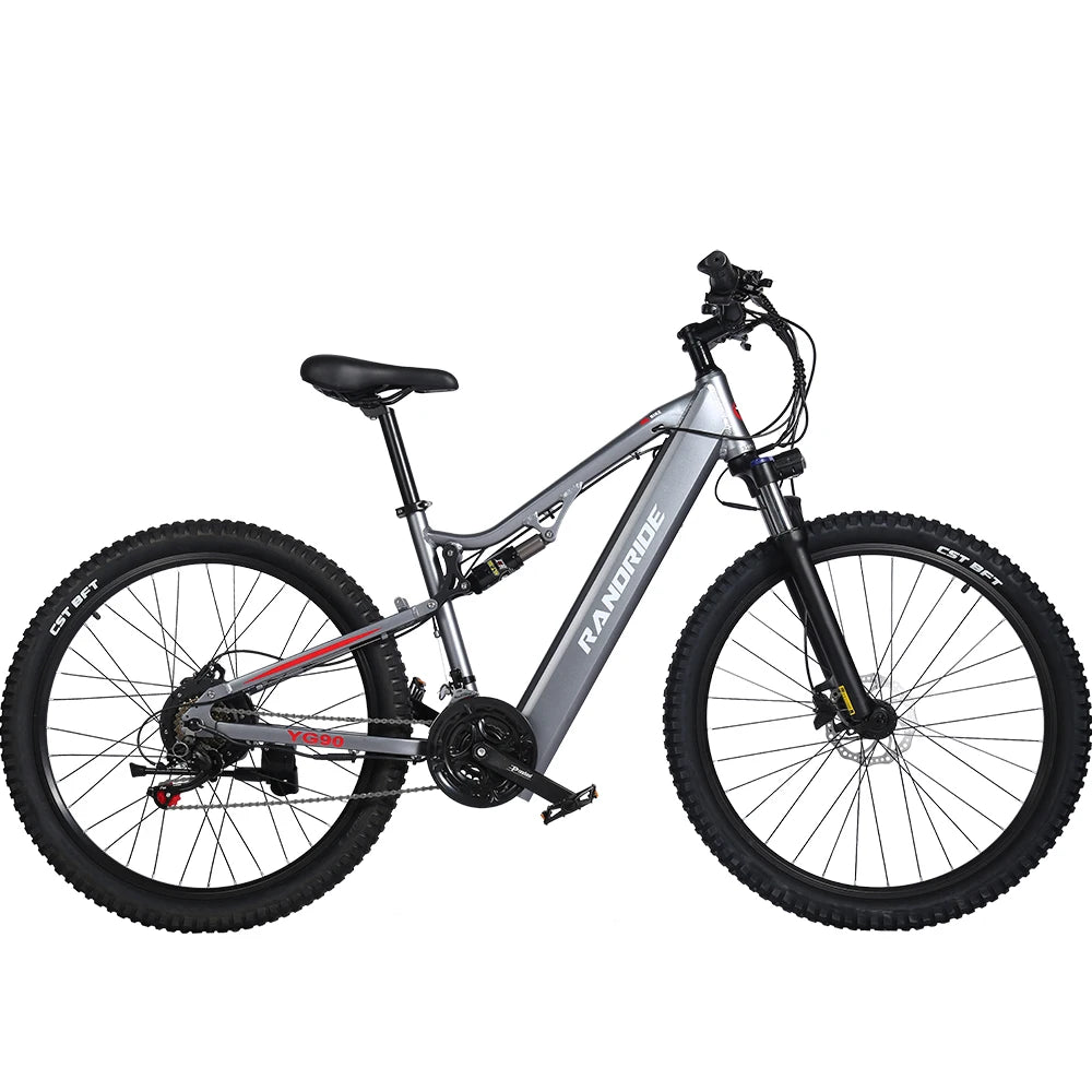 RANDRIDE YG90 mountain electric bike 1000W 17Ah hydraulic front fork 21gears EMTB adult full suspension