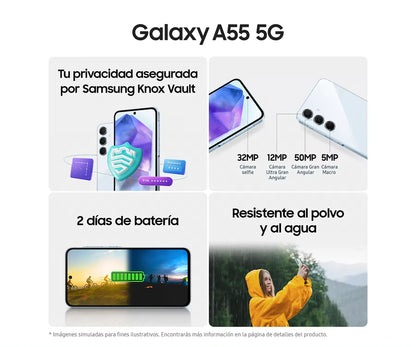 Samsung Galaxy A55 5G Smartphone Exynos 1480 50MP Camera 6.6" FHD+ Super AMOLED 120Hz Display 25W 5000mAh Fast Charge Cellphone