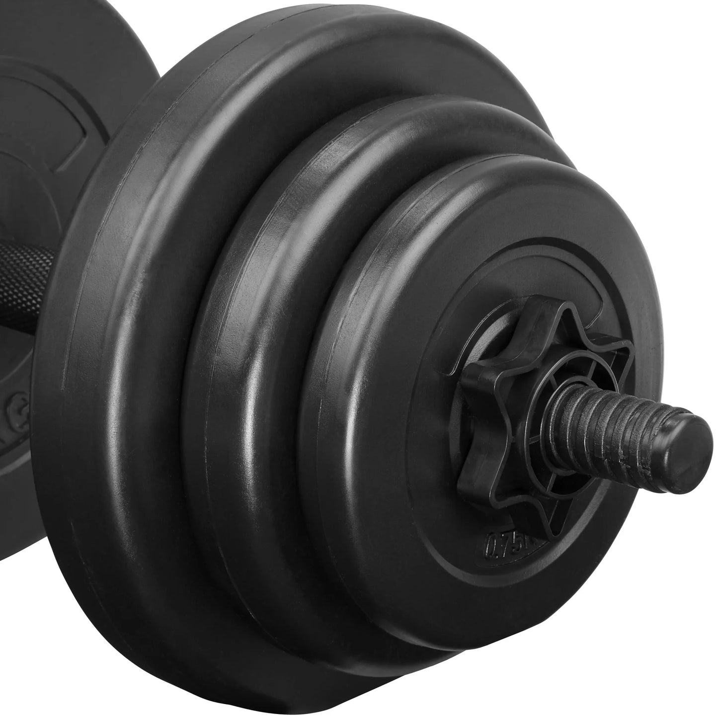 Tectake-dumbbell | Dumbbell dumbbells with 9/14/19 kg weight discs | Gripping surface striated for a safe grip | Plastic lining so as not to damage the ground