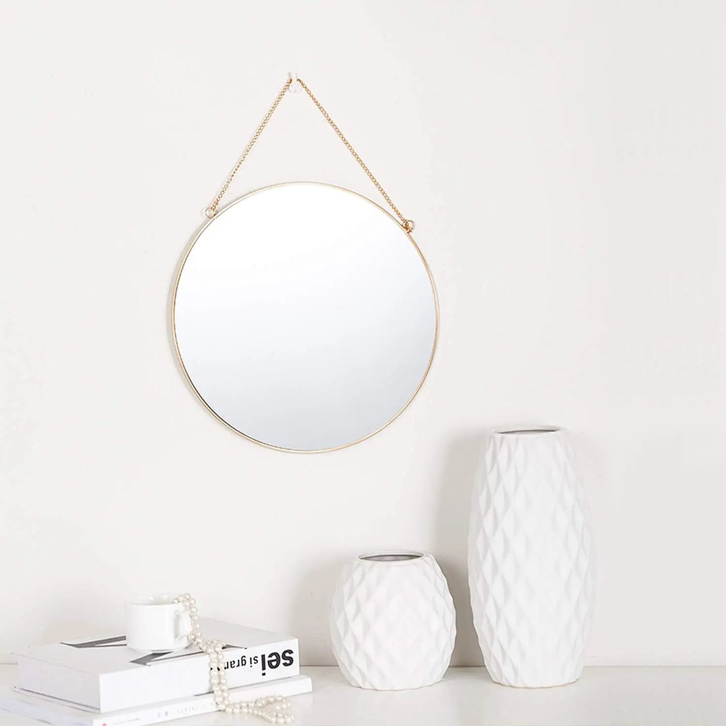 Gift Decor-24CM Golden Metal Mirror Hexagonal Wall Mirror