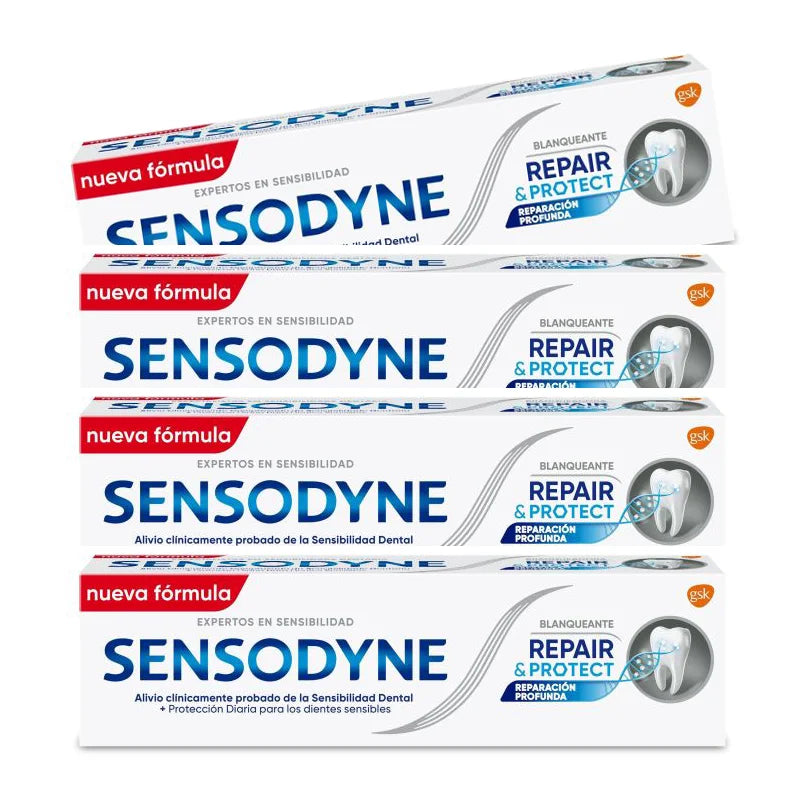 4x75 ml Whitening Sensodyne Pack/Sensitivity & Gums/Readens & Protects/Protects & Whitening/Sensitivities/Fluorine Toothpaste, relief for sensitive teeth and improving gum health