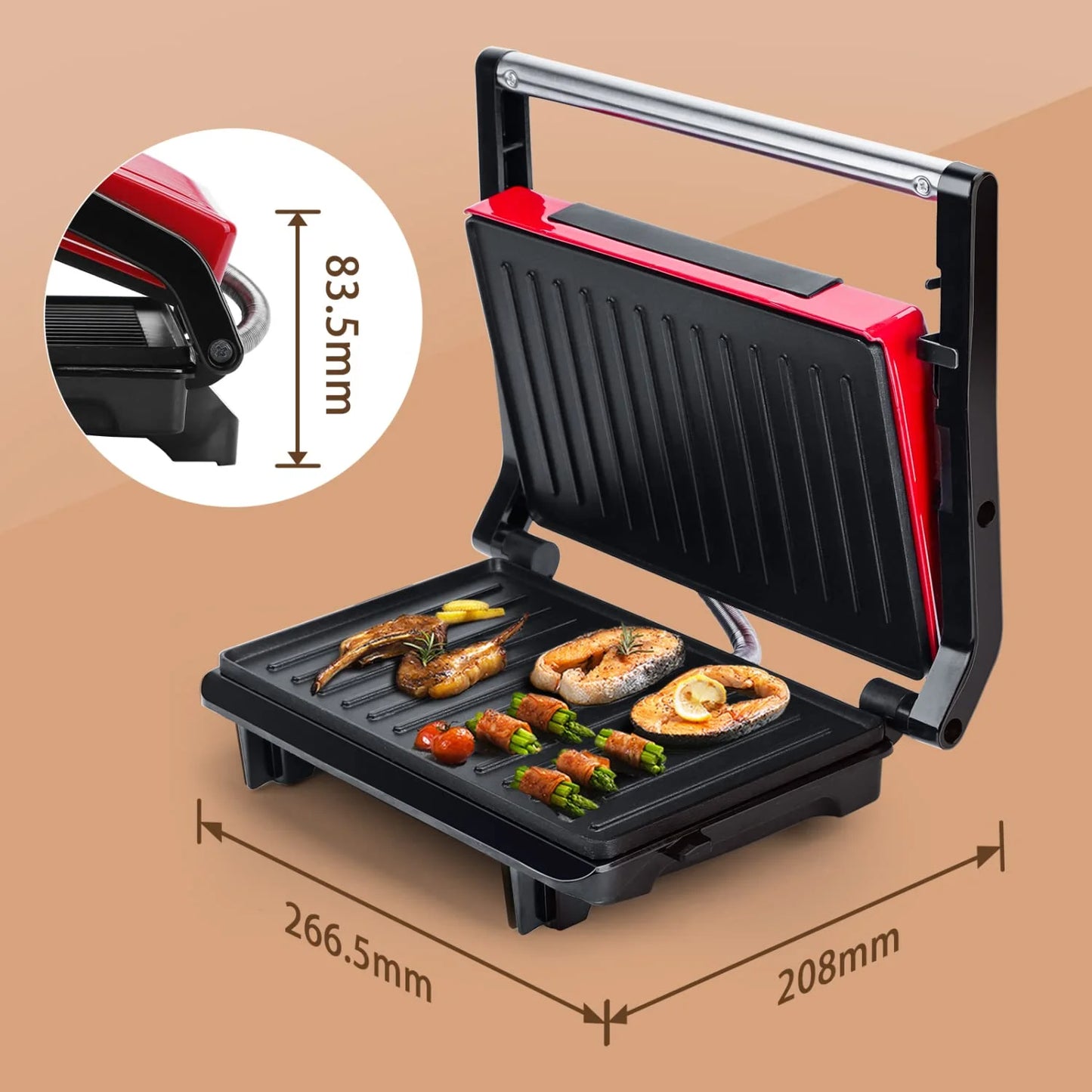 AIGOSTAR 750 W Retro red Panini machine