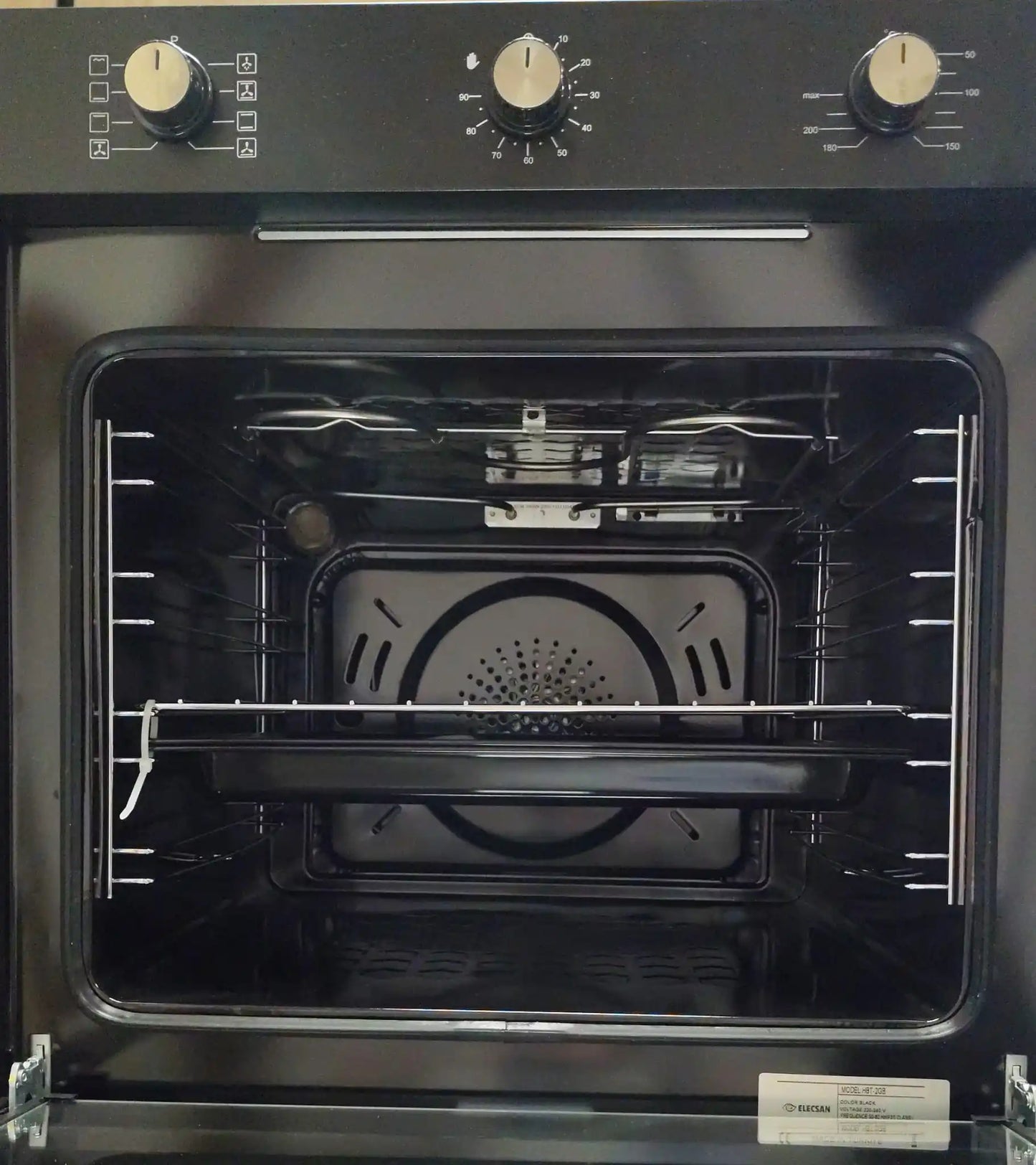 ELECSAN socket/integration oven, size XXL 76 litres, black COLOR, with ventilation.