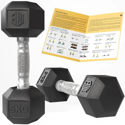 Professional Ergonomic Anti-slip Rubber Hex Dumbbell ManiBoom with Chrome Bar-Weightweights and Dumbbell Several kg 10kg 15kg 20kg 25kg 30kg - Set Exercise