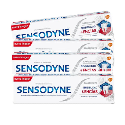 4x75 ml Whitening Sensodyne Pack/Sensitivity & Gums/Readens & Protects/Protects & Whitening/Sensitivities/Fluorine Toothpaste, relief for sensitive teeth and improving gum health