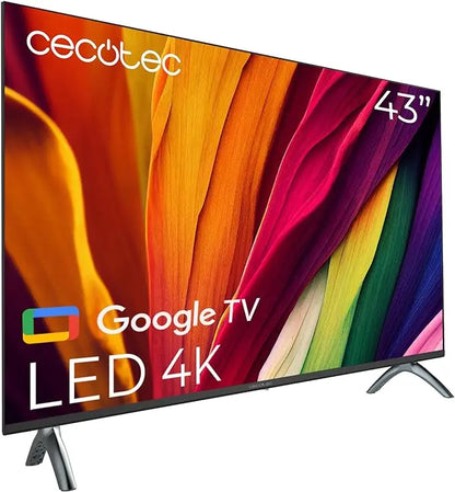 Cecotec Smart TV LED 43 inch A4 Series ALU40043S 4K UHD Google TV Dolby Audio HDMI 2.1 USB 3.0 HDR10 16 Gb ROM Google Voice Assitant Chromecast