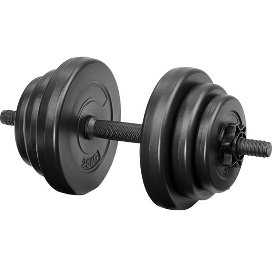 Tectake-dumbbell | Dumbbell dumbbells with 9/14/19 kg weight discs | Gripping surface striated for a safe grip | Plastic lining so as not to damage the ground