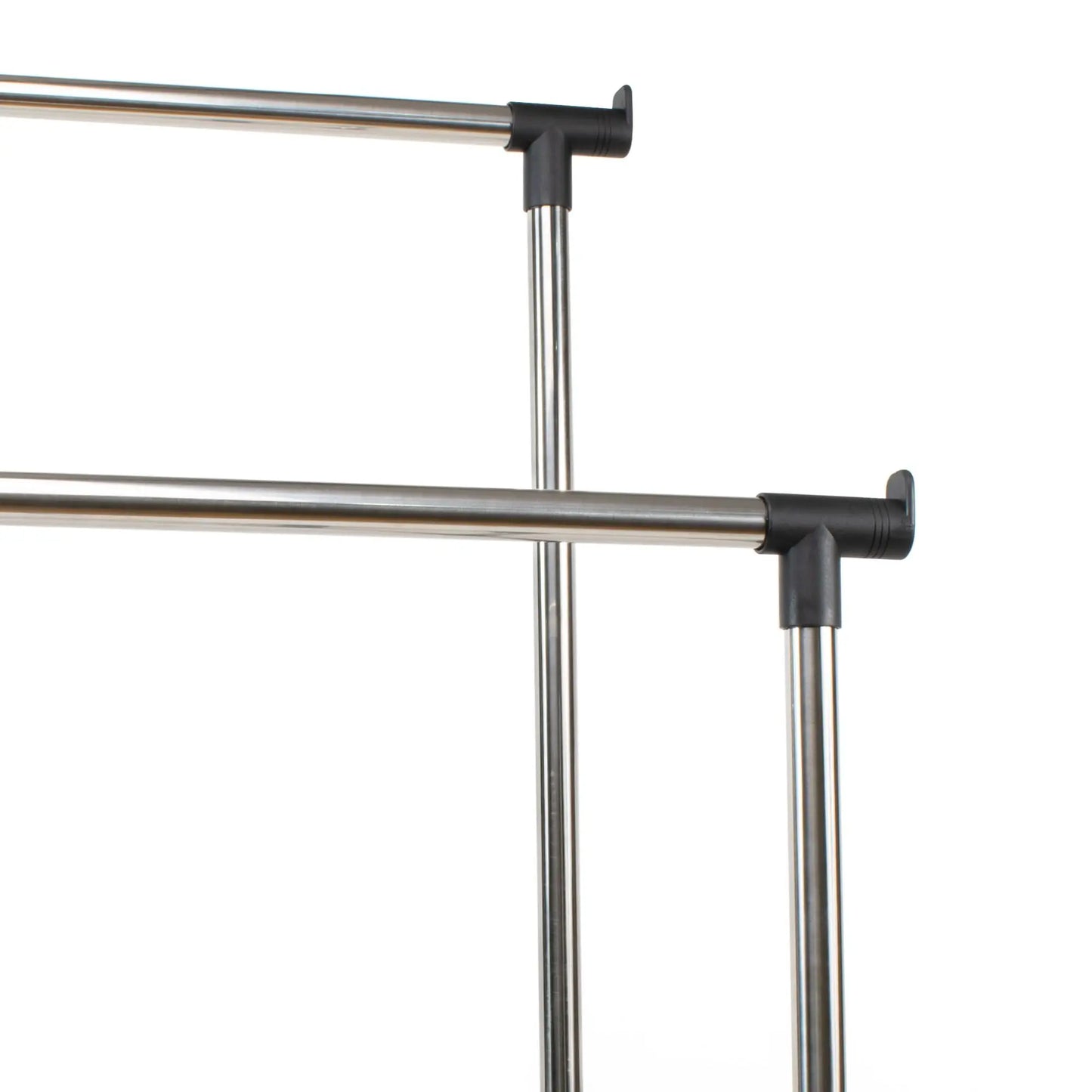 Standing rack with wheels, stainless steel, double 80x43x90 to 160 cm, donkey clothes rack, extendable metal frame, hangers and clothes organizer