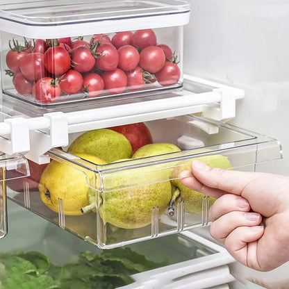 Transparent refrigerator organizer removable refrigerator drawer box refrigerator storage box with handle for refrigerator kitchen cabinets vegetable fruit (8 grid). Shipping from Spain