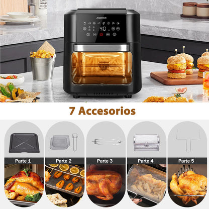 AIGOSTAR 12L Oil Free Air Fryer, 1700W, 9 Preconfigured Modes, Rotating System, Includes 7 Accessories.