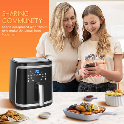 AIGOSTAR 7L 1900W Intelligent Oil Free Air Fryer Wifi connection. LED touch screen, 7 preset functions + keep warm and manual mode, BPA free