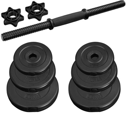 Tectake-dumbbell | Dumbbell dumbbells with 9/14/19 kg weight discs | Gripping surface striated for a safe grip | Plastic lining so as not to damage the ground