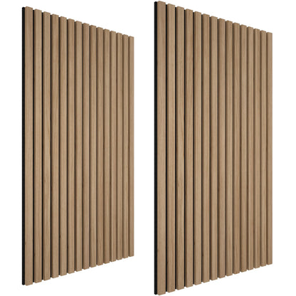 Tectake Sonic Wall MDF acoustic panels, real wood veneer, excellent sound absorption, felt and wood fabric, sound soundproofing for Wall, wood slats, set of 2 pieces, high quality, fabric combination