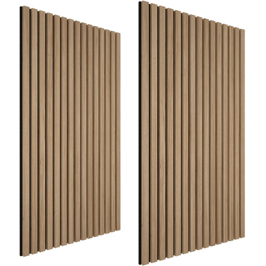 Tectake Sonic Wall MDF acoustic panels, real wood veneer, excellent sound absorption, felt and wood fabric, sound soundproofing for Wall, wood slats, set of 2 pieces, high quality, fabric combination