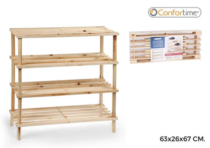 2-3-4 floor Starley Shoe Cabinet Designed in Spain, Shoe Bench, 3-layer Wooden Shoe Cabinet, Size: 63x26x48.5 cm