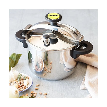 Monix Classica-traditional pressure cooker in stainless steel 4 to 12 liters. Fast. For gas cooker, vitro and induction.