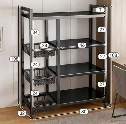 Kitchen Microwave Racks with Wheels, Bathroom Lounge Organizer Trolleys, Coking Cabinet metal Storage Rack, Book Toy, Rack for Wheels, METAL Microwave Shelf