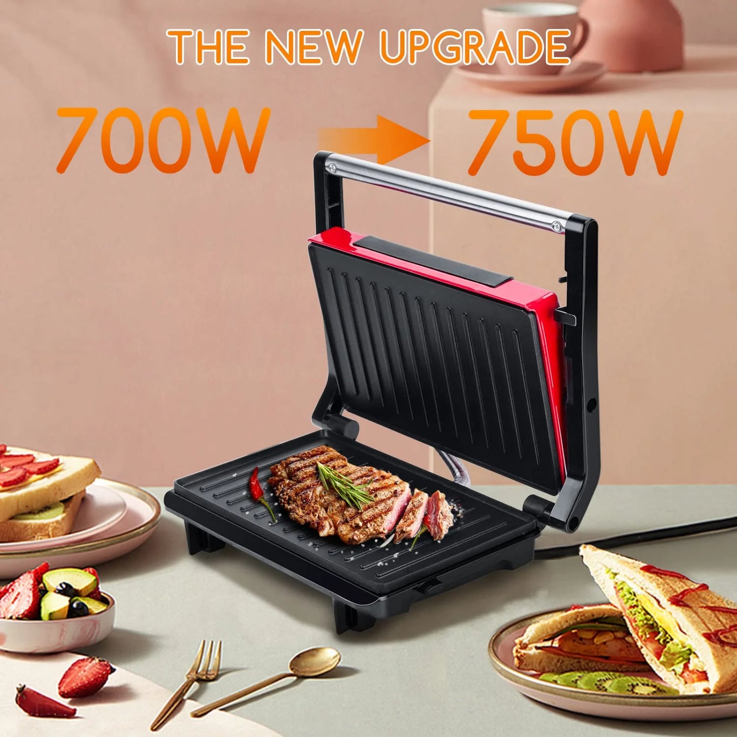 AIGOSTAR 750 W Retro red Panini machine