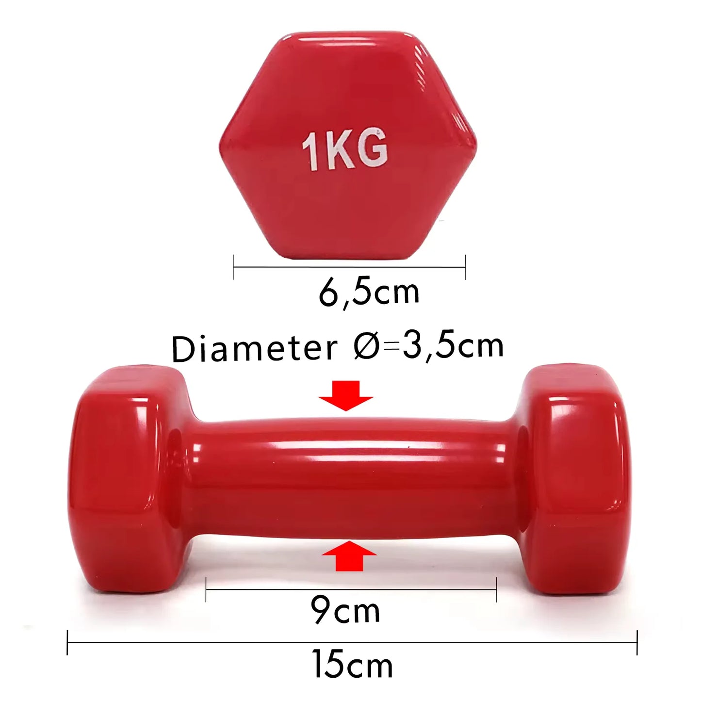 [Pack 2] Vinyl dumbbells-vinyl coated dumbbells-non-slip dumbbells-hexagonal dumbbells, 1kg, 2kg , 3kg, 4kg , 5kg (2 pieces)