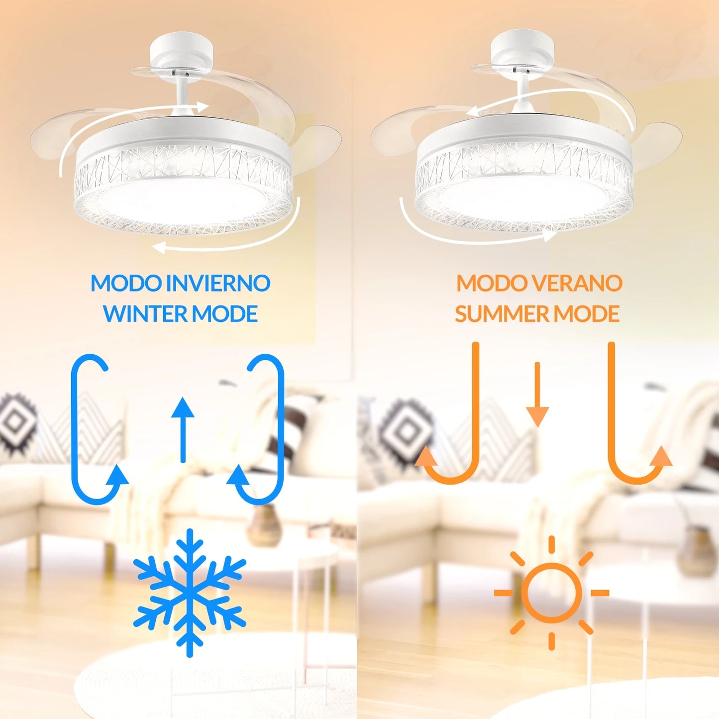 Led ceiling fan White Aqua LEDME CCT