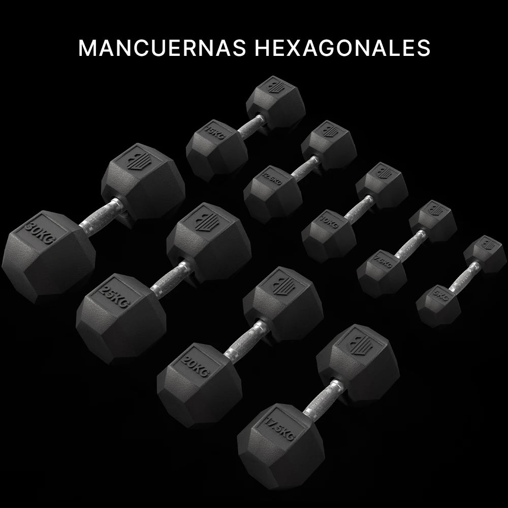 Professional Ergonomic Anti-slip Rubber Hex Dumbbell ManiBoom with Chrome Bar-Weightweights and Dumbbell Several kg 10kg 15kg 20kg 25kg 30kg - Set Exercise