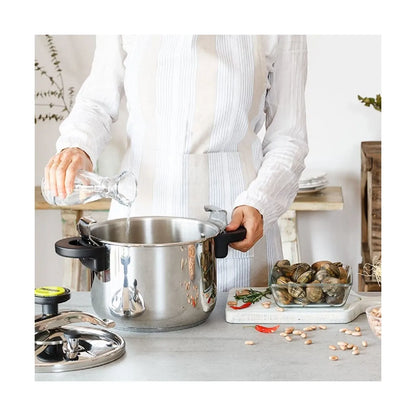 Monix Classica-traditional pressure cooker in stainless steel 4 to 12 liters. Fast. For gas cooker, vitro and induction.