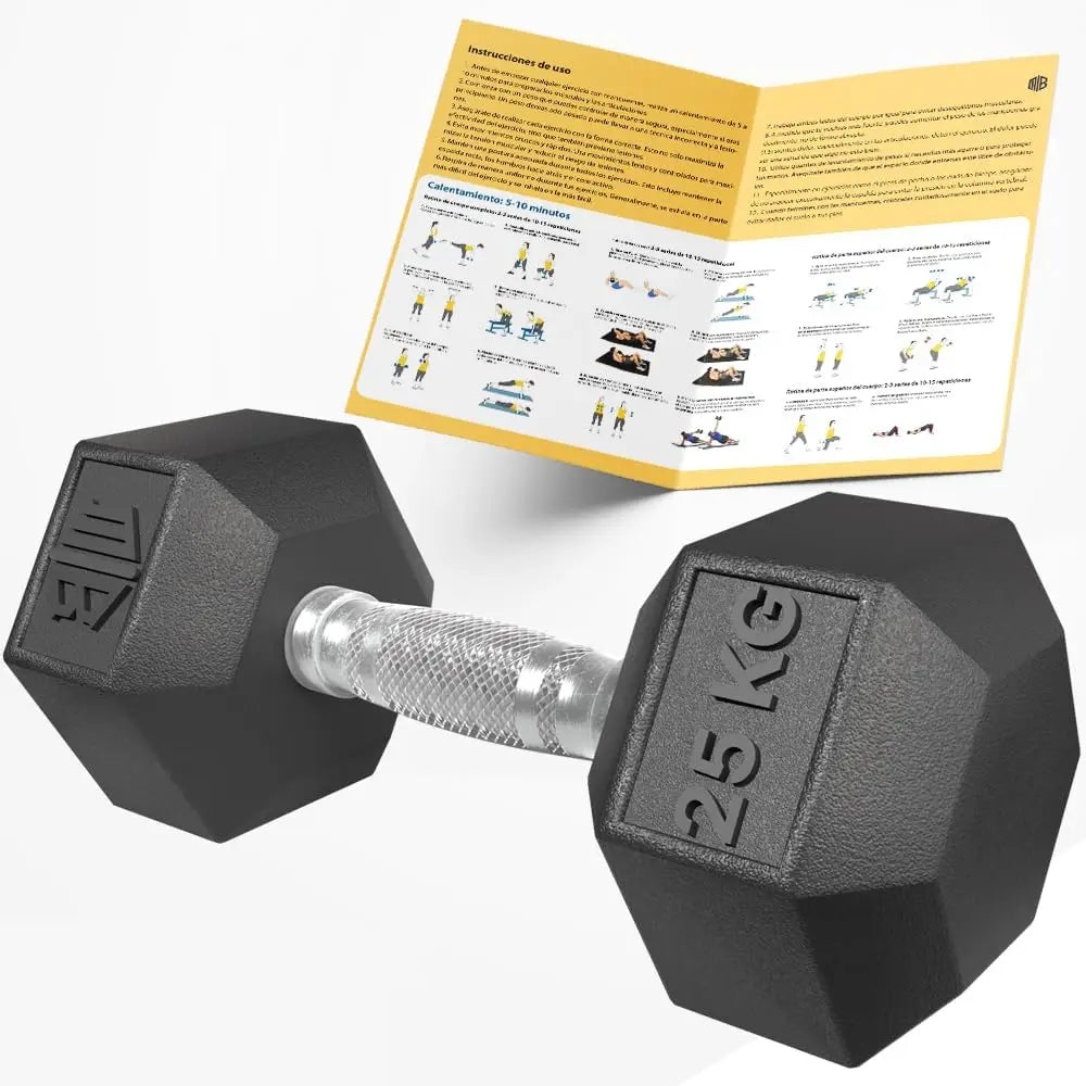 Professional Ergonomic Anti-slip Rubber Hex Dumbbell ManiBoom with Chrome Bar-Weightweights and Dumbbell Several kg 10kg 15kg 20kg 25kg 30kg - Set Exercise