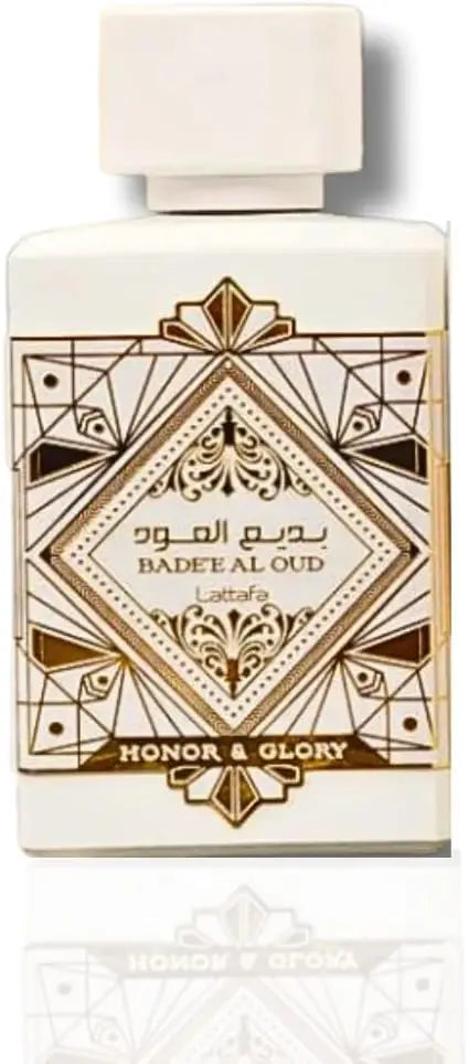 BADEE AL OUD HONOR & GLORY by Lattafa 100 ml Eau de Parfum man and woman an oriental Dubai fragrance in woody note Arabic vanilla and oud