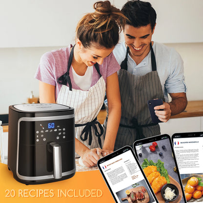 AIGOSTAR 7L 1900W Intelligent Oil Free Air Fryer Wifi connection. LED touch screen, 7 preset functions + keep warm and manual mode, BPA free