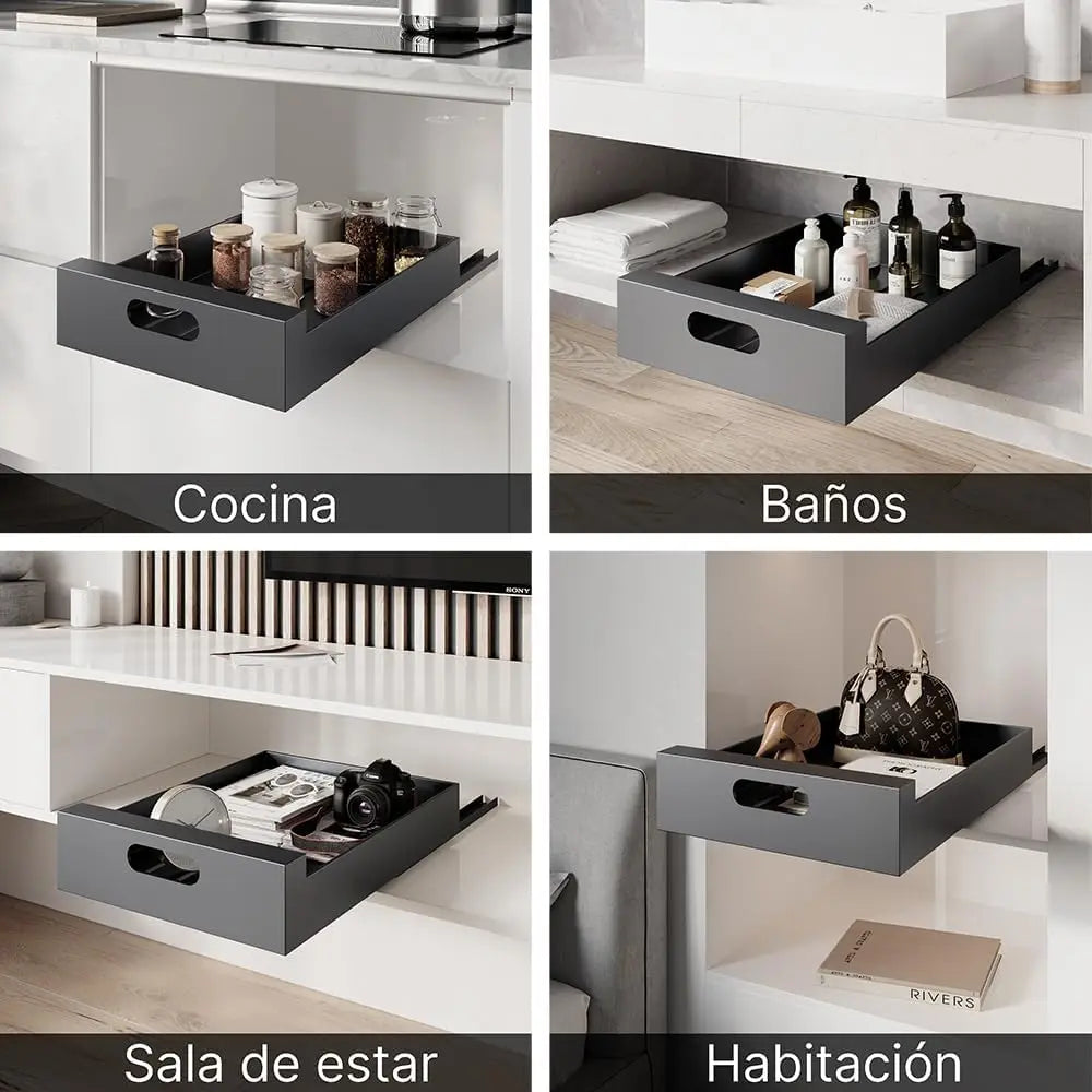 MARCTANI Removable Tray Antioxidant Kitchen Cabinet-Removable Drawers for Kitchen, Clearing Cabinet or Shelf Space Saving-Telescopic Sliding Drawer