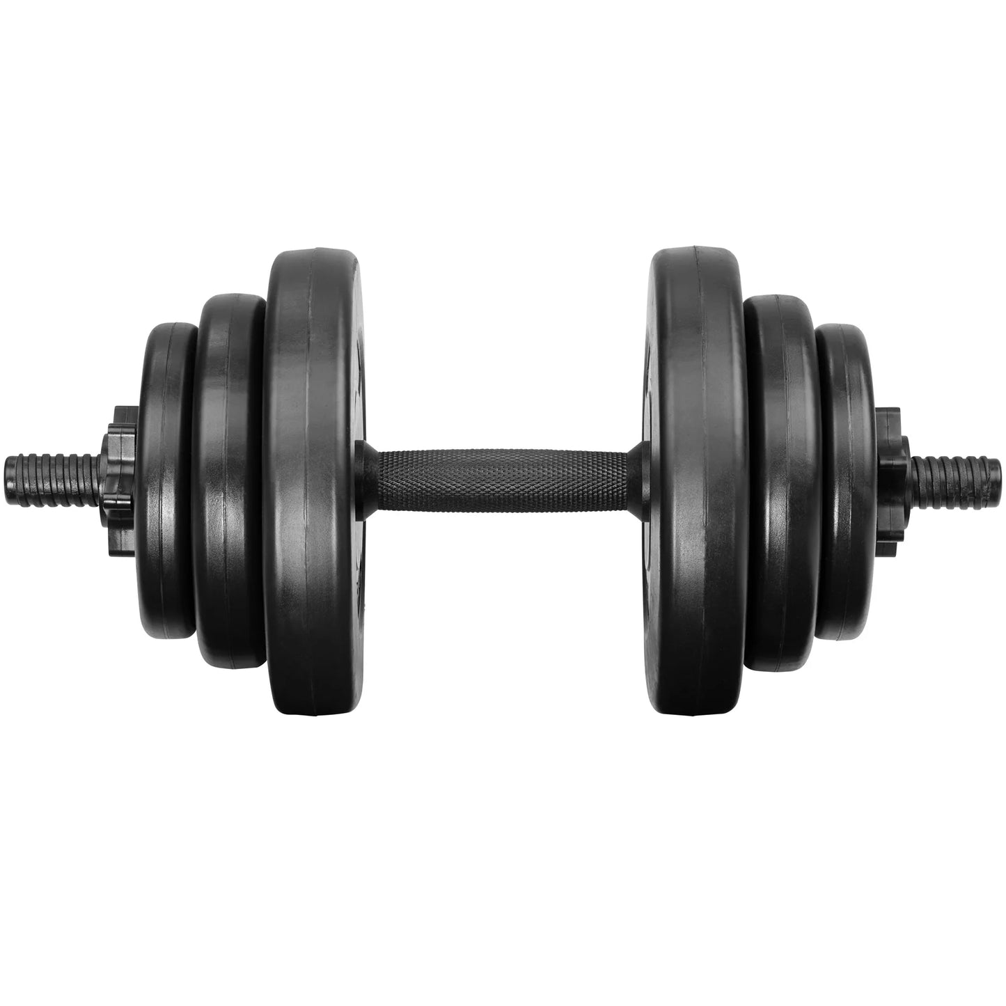 Tectake-dumbbell | Dumbbell dumbbells with 9/14/19 kg weight discs | Gripping surface striated for a safe grip | Plastic lining so as not to damage the ground