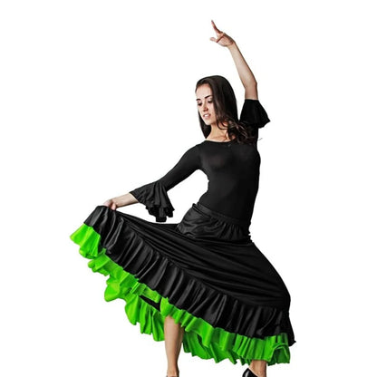 Professional Dance Flamingo or Sevillanas Women Skirt Double Ruffle Skirt in 6 Colors Available Skirt