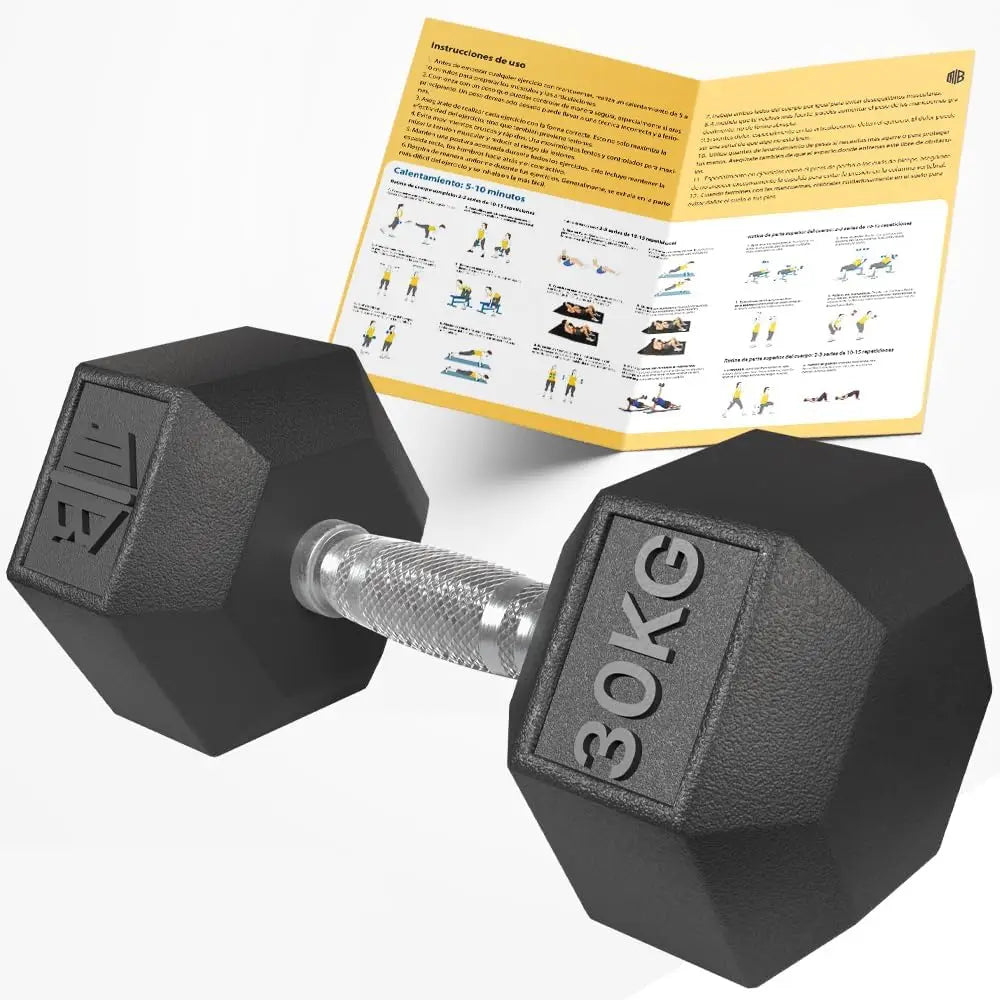 Professional Ergonomic Anti-slip Rubber Hex Dumbbell ManiBoom with Chrome Bar-Weightweights and Dumbbell Several kg 10kg 15kg 20kg 25kg 30kg - Set Exercise