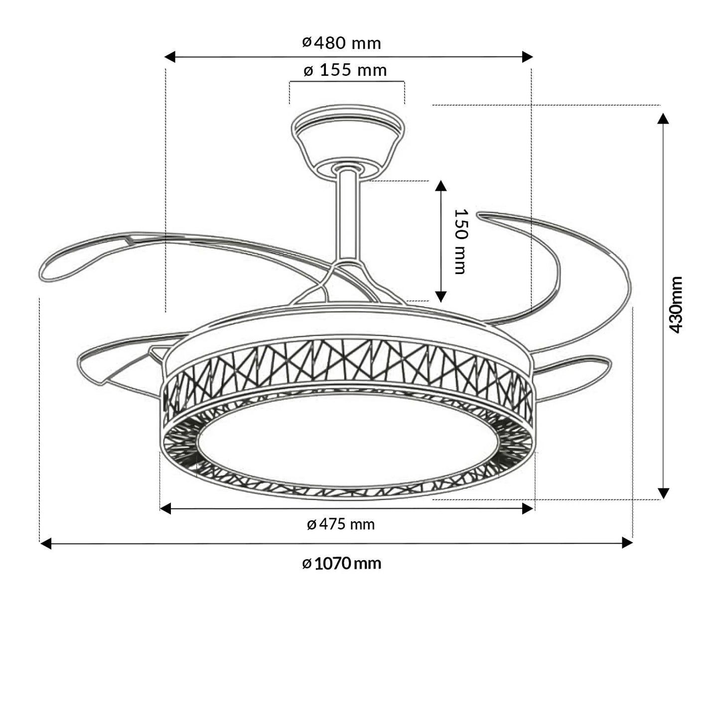 Led ceiling fan White Aqua LEDME CCT