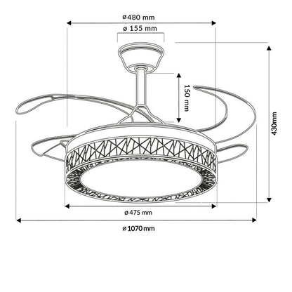 Led ceiling fan White Aqua LEDME CCT