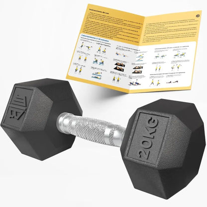 Professional Ergonomic Anti-slip Rubber Hex Dumbbell ManiBoom with Chrome Bar-Weightweights and Dumbbell Several kg 10kg 15kg 20kg 25kg 30kg - Set Exercise