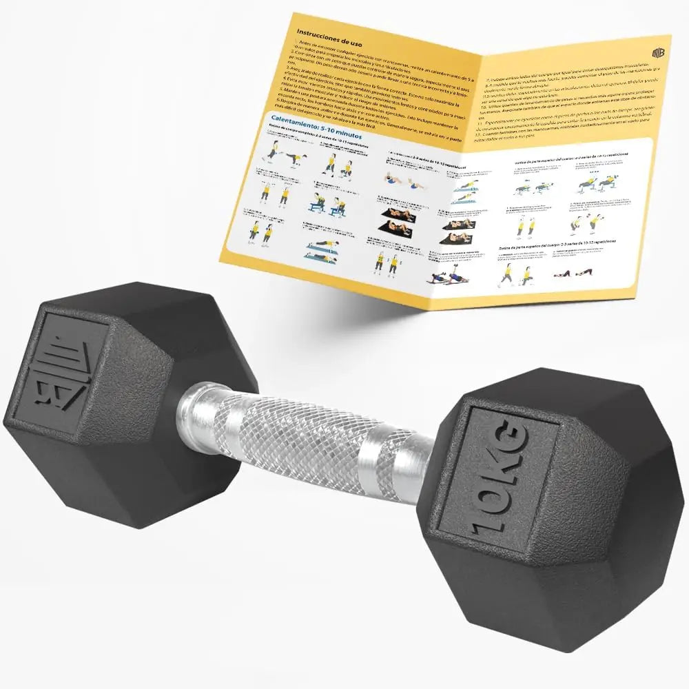 Professional Ergonomic Anti-slip Rubber Hex Dumbbell ManiBoom with Chrome Bar-Weightweights and Dumbbell Several kg 10kg 15kg 20kg 25kg 30kg - Set Exercise