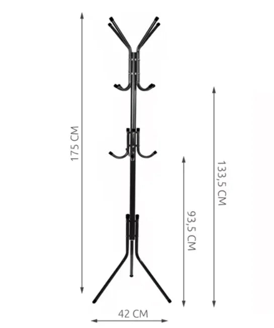 Metal Rack for Aisle and Entrance, 12 Hooks 170cm, Hallway Tree for Hanging Scarves, Bags, Jackets, Hangers for Home Entrance Hats, Durable, Practical